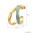 Minimalist gold-finished C-shape earrings with light blue enamel and 22mm height - Blue