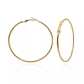 Grandi orecchini a cerchio dorati minimalisti in acciaio al titanio con chiusura - 2.0*50mm / Oro