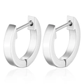Polished silver titanium steel hoop earrings with minimalist round geometric design - 1 Piece / Steel