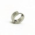 Minimalist brushed silver titanium steel huggie earring with hinged closure on white back - Polished Style / 4*9mm (1 Piece) / Steel