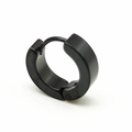 Minimalist matte black titanium steel hoop earring with a classic hinged huggie closure - Polished Style / 4*9mm (1 Piece) / Black