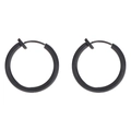 Close-up of black polished clip-on earrings for non-pierced ears in a minimalist style - 1.6*16mm / Spring Clip-on Earrings / 1 Piece / Black