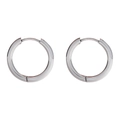 Detailed close-up of a pair of polished silver titanium steel hoop earrings with snap closure - 2.5*8mm / Clasp Back / 1 Piece / Steel