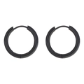 Close-up of minimalist black matte hoop earrings made of durable stainless steel - 2.5*8mm / Clasp Back / 1 Piece / Black
