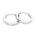 Classic silver stainless steel hoop earrings with polished finish and huggie clasp design - 1 Piece (2.5x12mm) / Steel