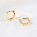 Minimalist U-shaped gold stainless steel earrings with high-polished metallic finish - Gold