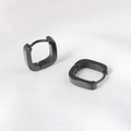 Minimalist matte black U-shaped stainless steel square hoop earrings for men and women - Black