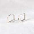 Minimalist U-shaped stainless steel hoop earrings with brushed silver metal texture - Steel