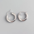 Minimalist silver S925 sterling silver hoop earrings with a high-polished mirror finish - 5x25mm (1 Piece) / Steel