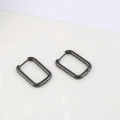 Minimalist square titanium steel hoop earrings in matte black finish for women - Black