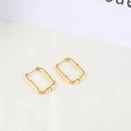 Minimalist square hoop earrings for women in polished golden stainless steel - Gold