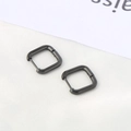 Minimalist square hoop earrings in black plated stainless steel with smooth polished finish - Square Hoop Earrings / 1 Piece / Black