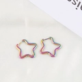 Boucles d'oreilles étoile en acier inoxydable arc-en-ciel au design géométrique - Coloré