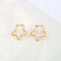 Boucles d'oreilles créoles en acier inoxydable doré en forme d'étoile sur soie - Or
