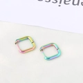 Irregular square titanium steel earrings with a vibrant rainbow vacuum plating finish - Square Hoop Earrings / 1 Piece / Colorful