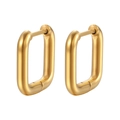 Minimalist rectangular gold stainless steel hoop earrings with polished mirror finish - Square / Single Piece / Gold