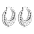 Polished silver stainless steel croissant hoop earrings for men and women - 18K Gold / Steel