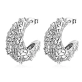 Elegant 18k gold plated C-shaped earrings with sparkling cubic zirconia in silver finish - 18K Gold / Steel