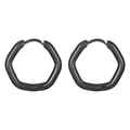 Minimalist matte black hexagonal stainless steel geometric earrings with hinged closure - Hexagon / Single Piece / Black