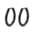 Minimalist black stainless steel oval hoop earrings with smooth hinged clasp closure - Water Drop / Single Piece / Black