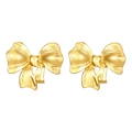 Elegante 18k vergoldete Edelstahl Schleifenohrstecker mit Bandstruktur Textur - Gold