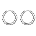 Polished silver hexagonal stainless steel hoop earrings for a modern geometric look - Hexagon / Single Piece / Silver