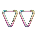 Rainbow gradient stainless steel triangle hoop earrings with a polished finish - Triangle / Single Piece / Colorful