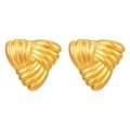 Eleganti orecchini in acciaio inossidabile placcato oro 18K con design a triangolo - Triangolo a Righe Oro