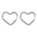 Polished silver heart-shaped hoop earrings made of minimalist stainless steel for women - Heart / Single Piece / Silver