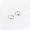 Créoles en acier inoxydable argent poli avec perles mobiles pour un look minimaliste - 1 pièce / 2*8mm / Acier