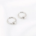 Paire de boucles d'oreilles créoles en acier inoxydable argenté avec billes - 1 pièce / 2*12mm / Acier
