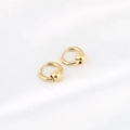 Minimalist gold-plated stainless steel hoop earrings with movable polished metal beads - 1 Piece / 2*8mm / Gold