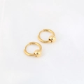 Golden stainless steel hoop earrings featuring a movable ball bead and secure clasp closure - 1 Piece / 2*10mm / Gold
