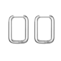 Minimalist silver stainless steel rectangular hoop earrings with polished mirror finish - Rectangle / Single Piece / Silver