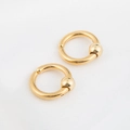 Pair of polished gold captive bead earrings on a white silk background texture - 1 Piece / 2.5*12mm / Gold
