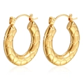 Close-up of 18K gold-plated stainless steel earrings with unique snakeskin scale texture - Scale Texture Style (HL-04) / Gold