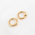 Polished golden stainless steel captive bead hoop earrings for non-pierced ears - 1 Piece / 2.5*10mm / Gold