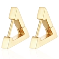 Minimalist geometric triangle hoop earrings in polished gold plated stainless steel - Triangle Style / Gold