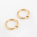 Polished golden stainless steel captive bead ring earrings with minimalist slide beads - 1 Piece / 2.5*14mm / Gold