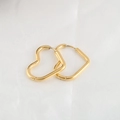 Minimalist gold-plated stainless steel heart-shaped hoop earrings with a sleek finish - 1 Piece (2.5*20*22mm) / Gold