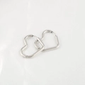 Polished silver heart-shaped stainless steel hoop earrings with minimalist design - 1 Piece (2.5*20*22mm) / Steel