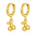 Elegante goldene Edelstahl-Kirsch-Anhänger-Ohrringe für Damen mit hochglanzpolierter Oberfläche - Gold