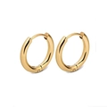 Minimalist golden stainless steel hoop earrings for women with high polish finish - 2.5*14 Round Hoop / Single Piece / Gold