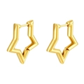 Boucles d'oreilles étoiles polies plaquées or 18K en acier inoxydable pour femmes - Boucles d'oreilles étoile / Or