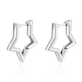 Boucles d'oreilles étoiles en acier inoxydable argenté poli avec reflet miroir - Boucles d'oreilles étoile / Argent