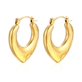 Macro shot of polished 18K gold-plated stainless steel heart-shaped chunky hoop earrings - Polished Heart Style (HL-09) / Gold