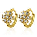 Elegant 18k gold plated stainless steel flower hoop earrings with zircon petals - Gold Petal Style (Gold 22)