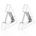 Minimalist silver triangle geometric hoop earrings with polished metal finish - Triangle Style / Silver