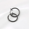 Pair of black punk spring clip-on earrings in non-pierced round hoop metal style - Spring Clip-on Earrings / 1.6mm x 12mm (1 Piece) / Black