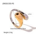 Bague ouverte bicolore en acier inoxydable avec goutte dorée et anneau argenté - Goutte Ouverte Bicolore(JDR201355-PS)